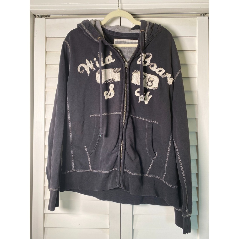 Slade Wilder Vintage Full Zip Wild Boars Hoodie Sweatshirt Biker Theme | Sz XL